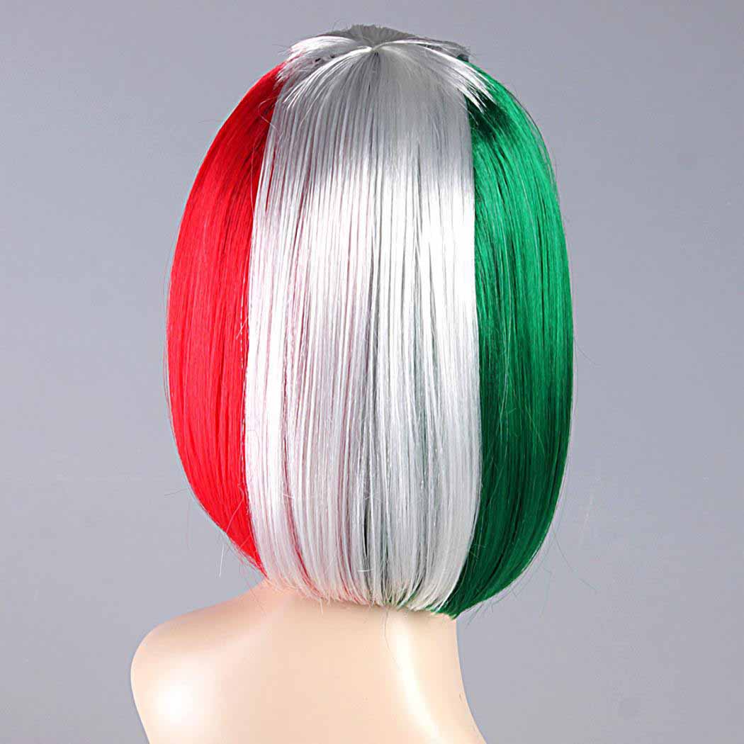 flagwigs, football wigs, fan wigs, afro wigs, mullet wigs, bob wigs, euro wigs,  premier league wigs,Italy Bob Wig 