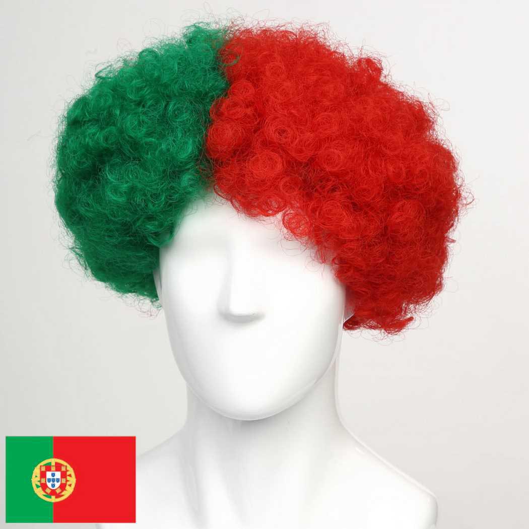 flagwigs, football wigs, fan wigs, afro wigs, mullet wigs, bob wigs, euro wigs,  premier league wigs,Portugal Afro Wig 