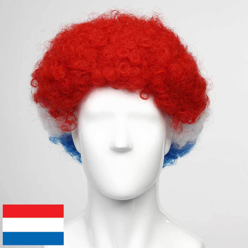 flagwigs, football wigs, fan wigs, afro wigs, mullet wigs, bob wigs, euro wigs,  premier league wigs,Holland Afro Wig 