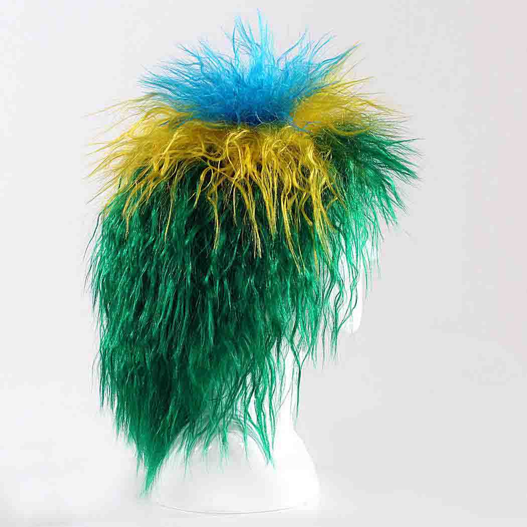 flagwigs, football wigs, fan wigs, afro wigs, mullet wigs, bob wigs, euro wigs,  premier league wigs,Brazil Curly Mullet Wig