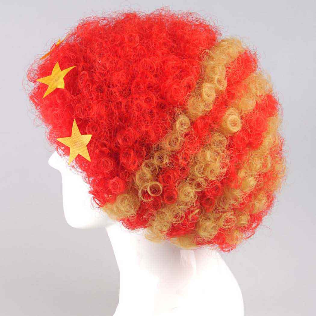 flagwigs, football wigs, fan wigs, afro wigs, mullet wigs, bob wigs, euro wigs,  premier league wigs,Liverpool Afro Wig